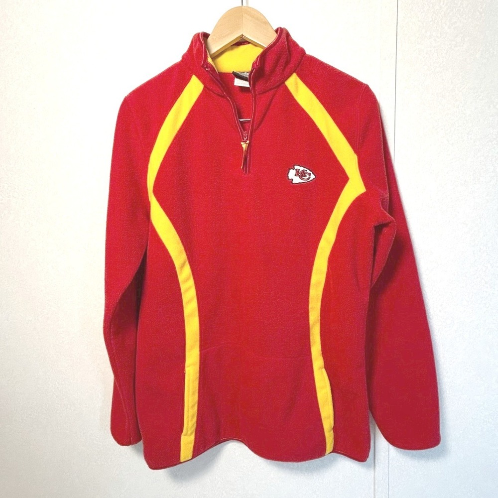 kansas city chiefs women's team apparel size large quarter‎ zip fleece pullover.